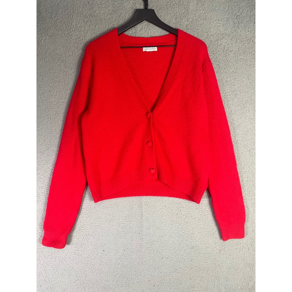 Red Cardigan Sweater Womens M Cupcakes and Cashmere V Neck Button Front - Picture 6 of 10